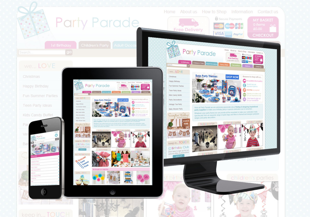 Ecommerce website design Cornwall - Party Parade