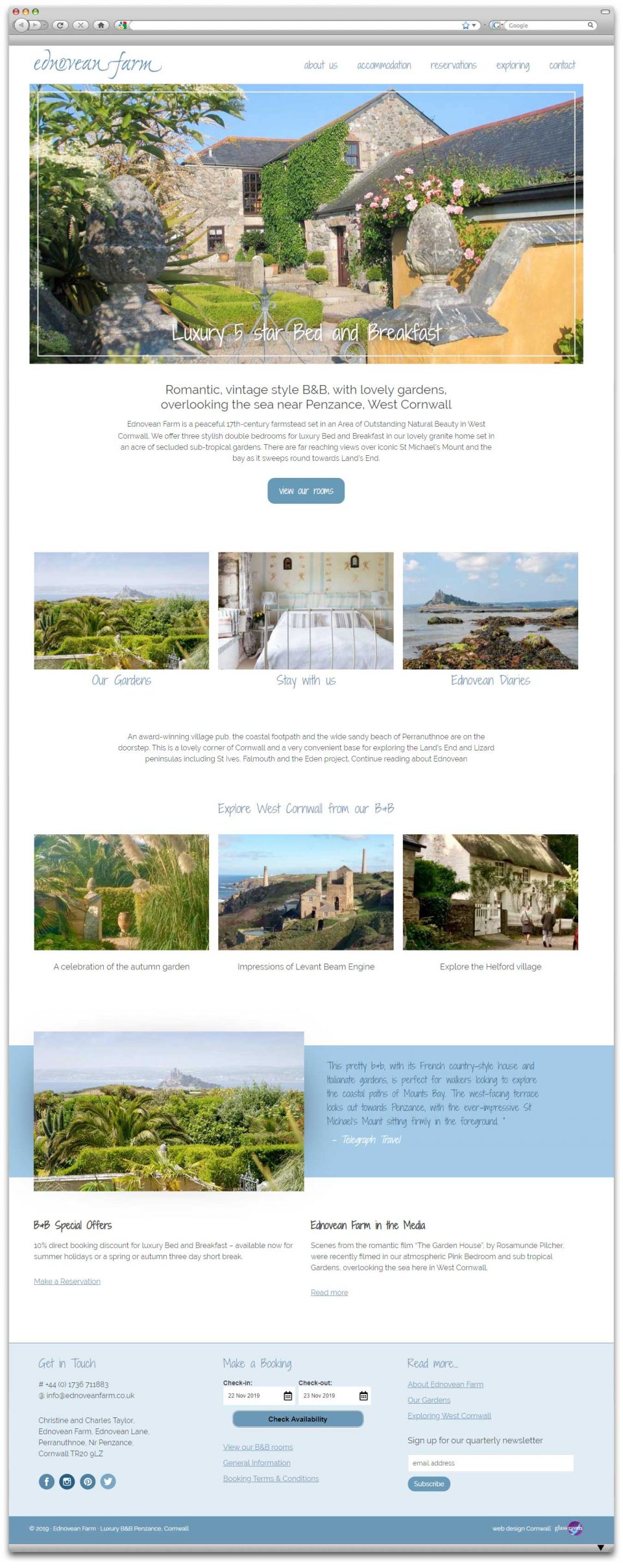 B&B Website Design Penzance - Ednovean Farm