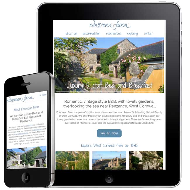 Responsive B&B Website design - Ednovean