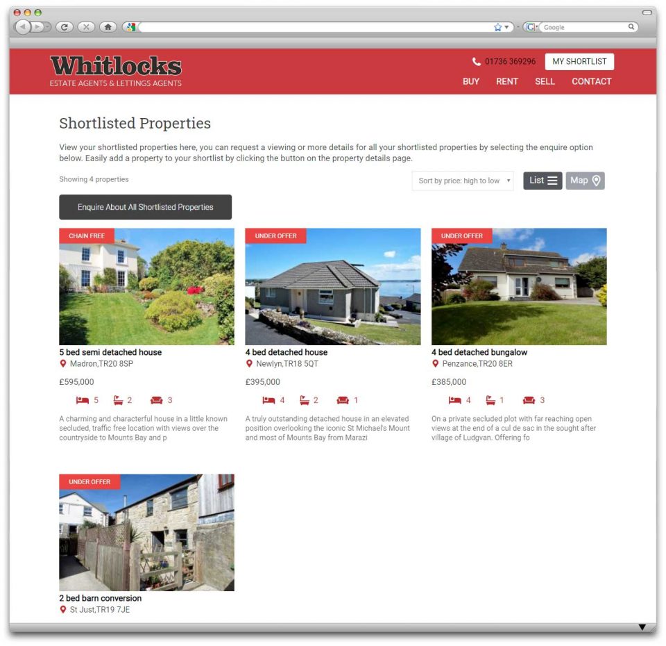 Whitlocks Penzance Property Shortlist