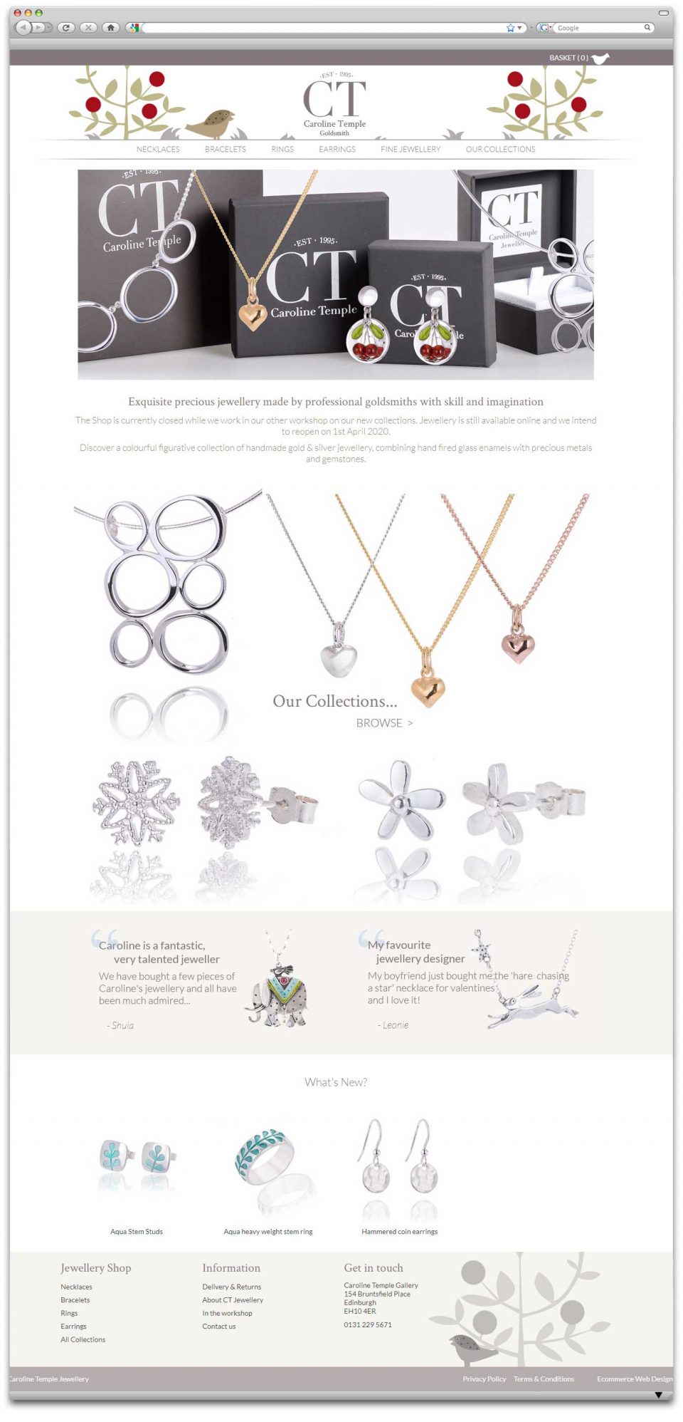 Caroline Temple Goldsmith Ecommerce website design