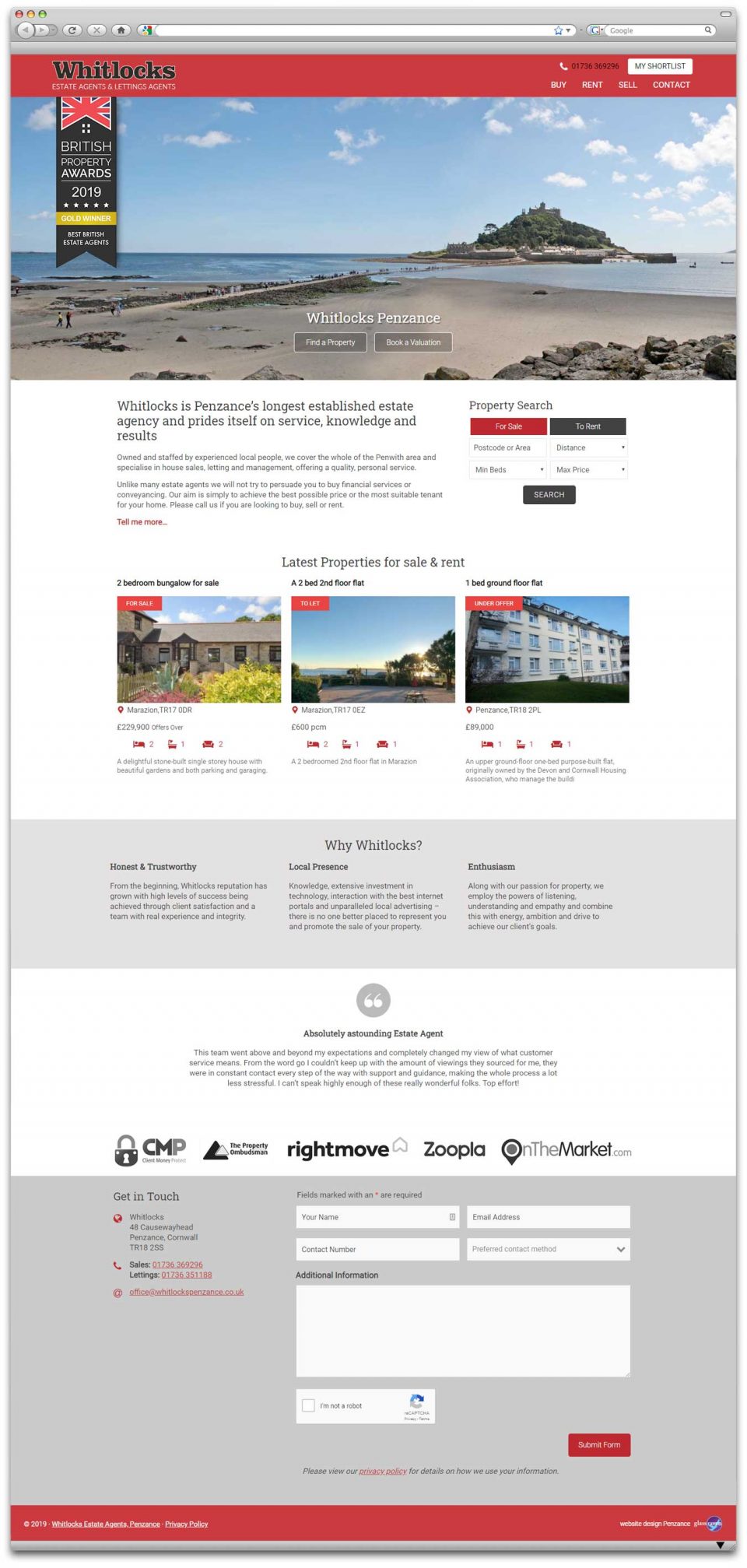 Whitlocks Penzance website design